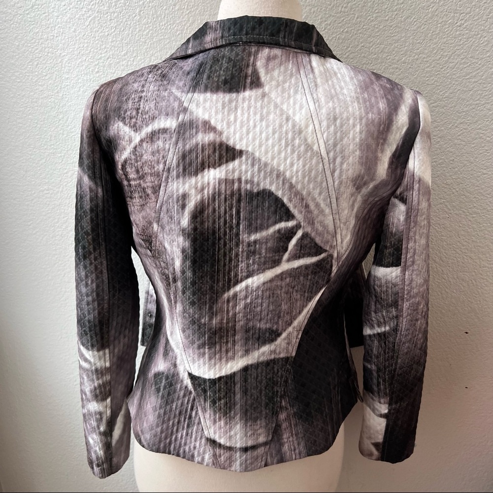 HILTON HOLLIS womens tailored jacket gray white floral print button front 4 - Picture 3 of 7
